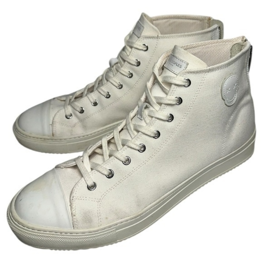The Kooples Paris Men’s Size 43 10 White Canvas Back Zip High Top Sneakers